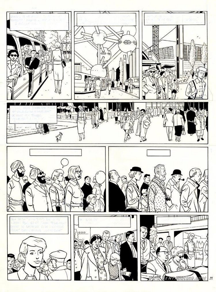 plance 29 de l'album sourire 58, avec un hommage a Blake et Mortimer. Kendall dans la foule. centaurclub