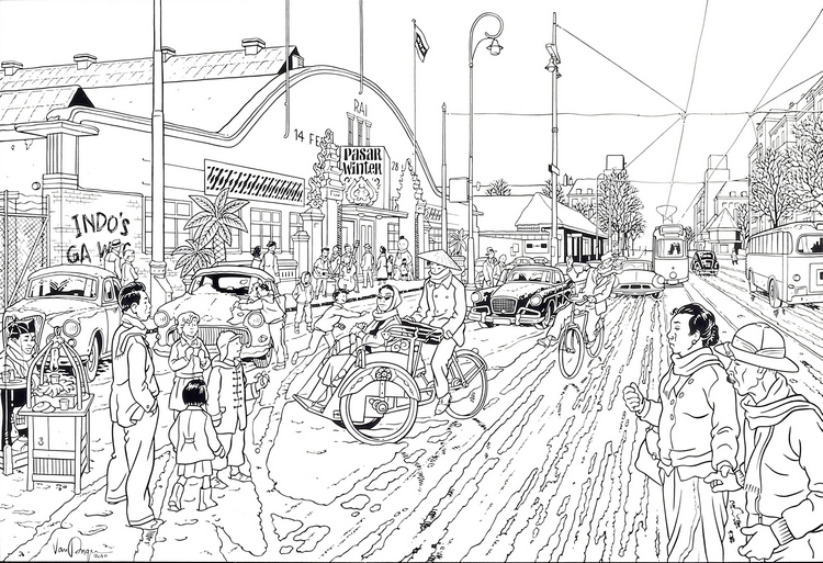 dessin de Peter Van Dongen Amsterdam: Pasar Winter - centaurclub