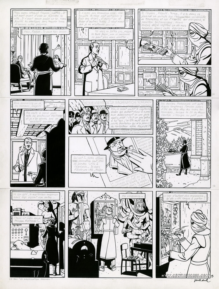 Blake et Mortimer planche des sarcophages du sixieme continent par André Juillard sur un scénario d'Yves Sente. centaurclub