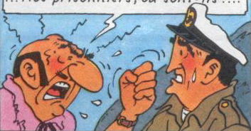 Allan réprimandé par Rastapopoulos (p. 40) - Copyright © Hergé / Moulinsart